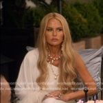 RAchel's white feather trim one-shoulder gown on The Real Housewives of Beverly Hills