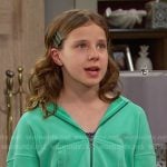 Rachel’s green cropped zip hoodie on Days of our Lives