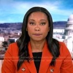 Rachel’s orange double breasted blazer on Good Morning America