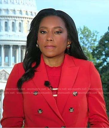 Rachel's orange double breasted blazer on Good Morning America