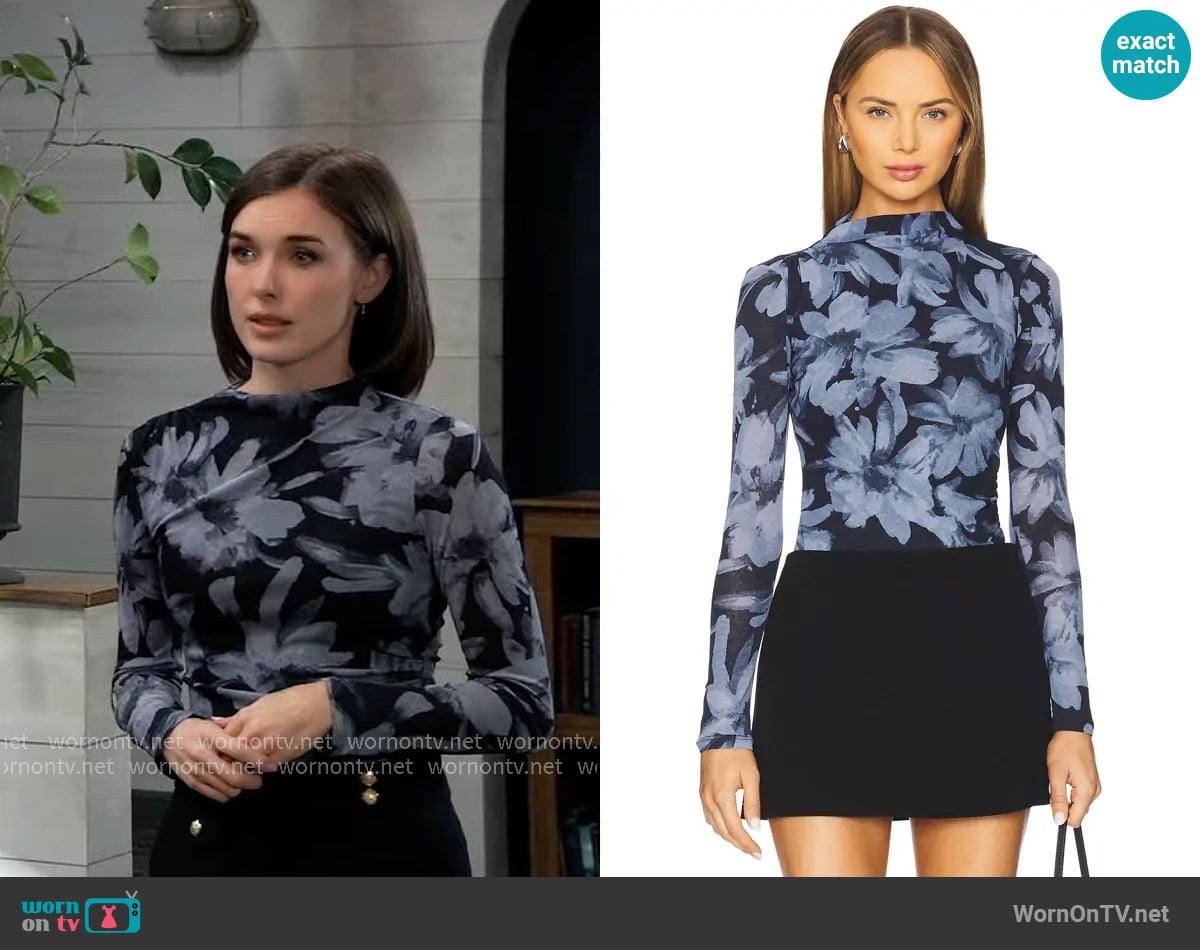 Rails Joelle Top in Midnight Lily worn by Willow Tait (Katelyn MacMullen) on General Hospital