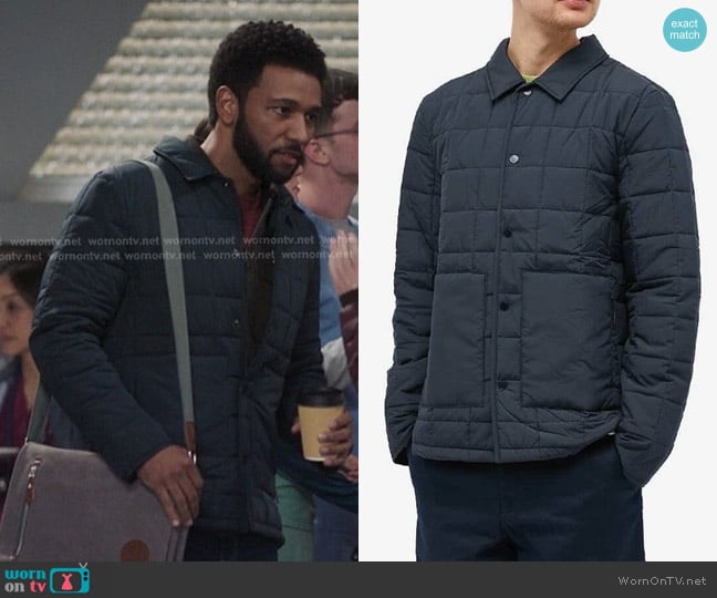 Rains Liner Shirt Jacket in Navy worn by Winston Ndugu (Anthony Hill) on Greys Anatomy