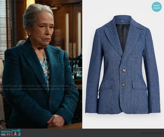 Ralph Lauren Herringbone blazer worn by Madeline Matlock (Kathy Bates) on Matlock