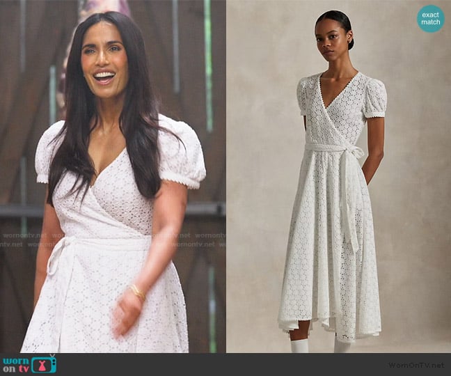 Ralph Lauren The Spelman College Wrap Dress worn by Padma Lakshmi on Americas Culinary Cup