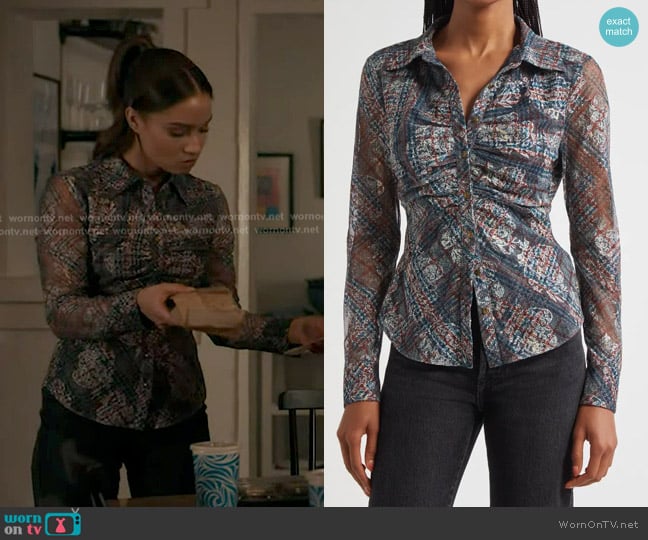 Ramy Brook Plaid Hamilton Button-Front Blouse worn by May Grant (Corinne Massiah) on 9-1-1