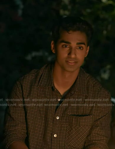 Ravi's brown plaid snap button shirt on 9-1-1