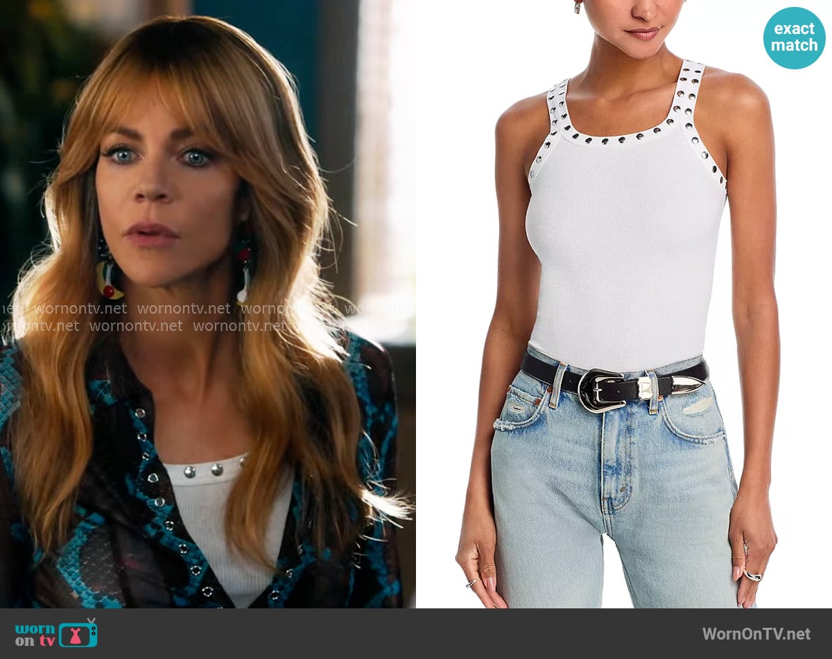 Morgan’s studded tank top on High Potential