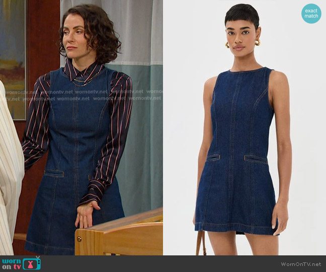 Reformation Citron Denim Mini Dress worn by Sarah Horton (Linsey Godfrey) on Days of our Lives