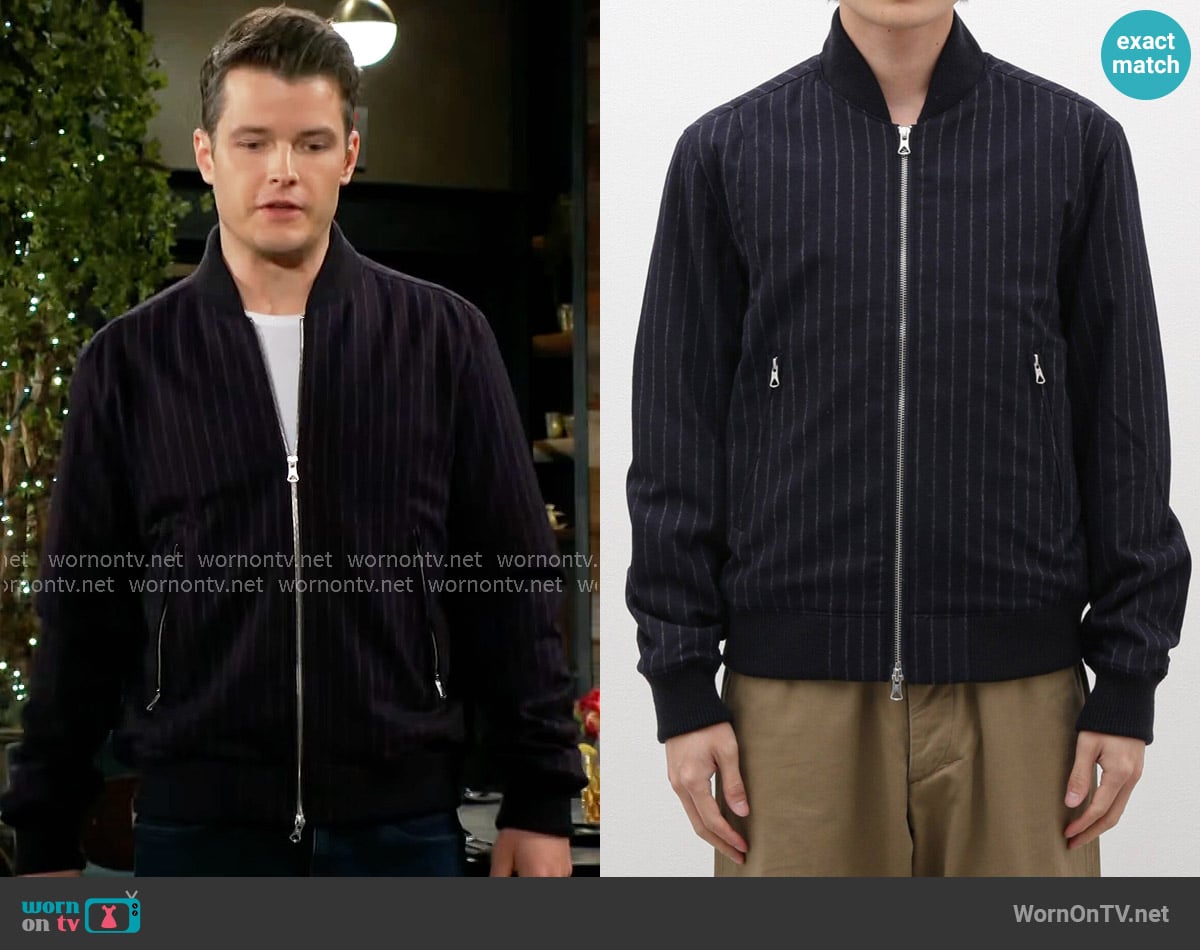 Reigning Champ JV bomber jacket worn by Kyle Abbott (Michael Mealor) on The Young and the Restless