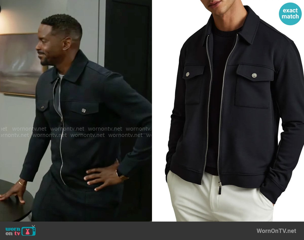 Ted’s navy jacket on Beyond the Gates