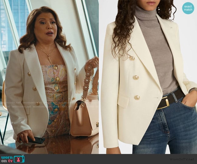 Reiss Tally Double-Breasted Textured Jacket worn by Justina Machado (Eva) on Matlock