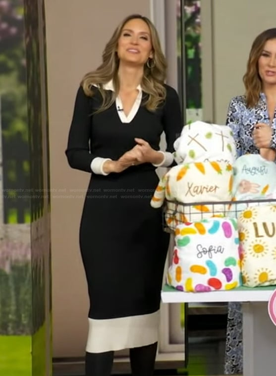 Rhiannon’s black contrast trim dress on Good Morning America