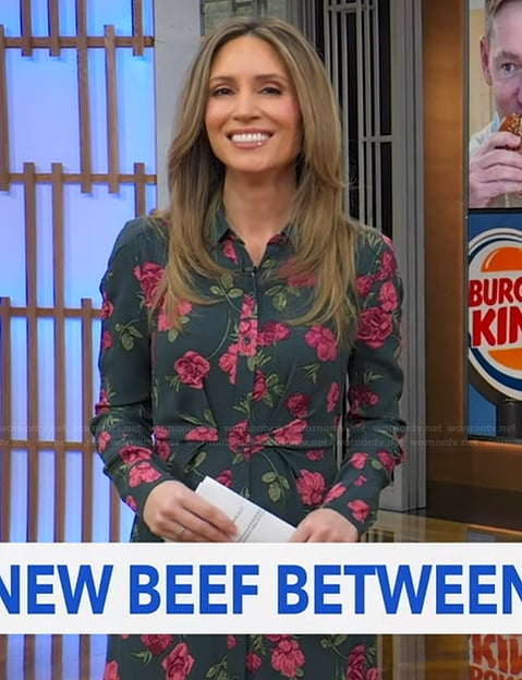 Rhiannon’s green floral print shirtdress on Good Morning America