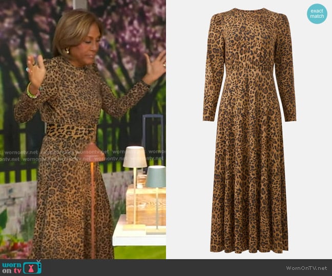 Rixo Animal Print Midi Dress worn by Robin Roberts on Good Morning America