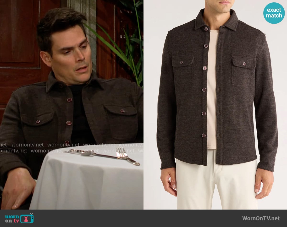 Adam’s brown overshirt on The Young and the Restless