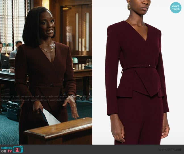 Roland Mouret Belted wrap jacket worn by Olympia (Skye P. Marshall) on Matlock