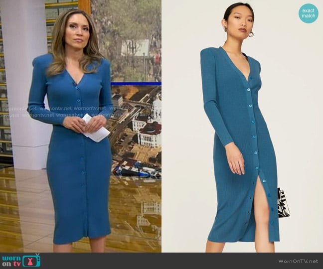 Ronny Kobo Knit Dress in Blue worn by Rhiannon Ally on Good Morning America