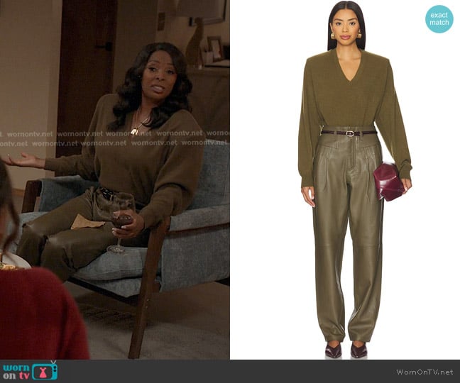 Ronny Kobo Landen Sweater and Justine Pant worn by Gabby Vaughn (Tasha Smith) on 9-1-1