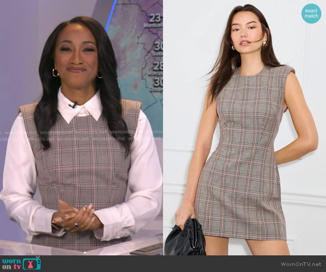 Ronny Kobo Plaid Mini Dress worn by Brittany Bell on Good Morning America
