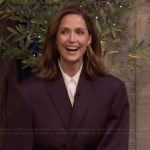Rose Byrne’s burgundy blazer on Live with Kelly and Mark