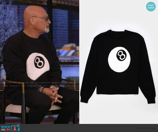 Howie’s black 8 ball sweater on Live with Kelly