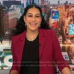 Morgan’s burgundy ruched sleeve blazer on NBC News Daily