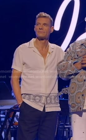 Ryan’s white embroidered linen shirt on American Idol