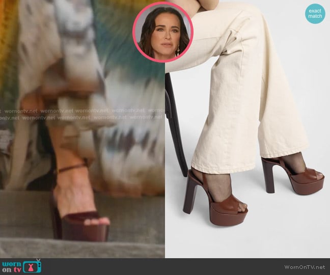 Kyle’s brown heel sandals on RHOBH