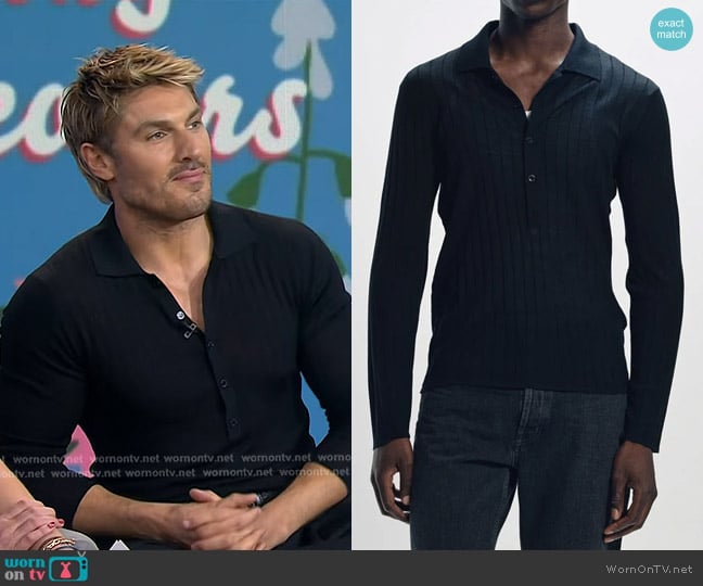 Chris Appleton’s navy ribbed long sleeve polo on Today