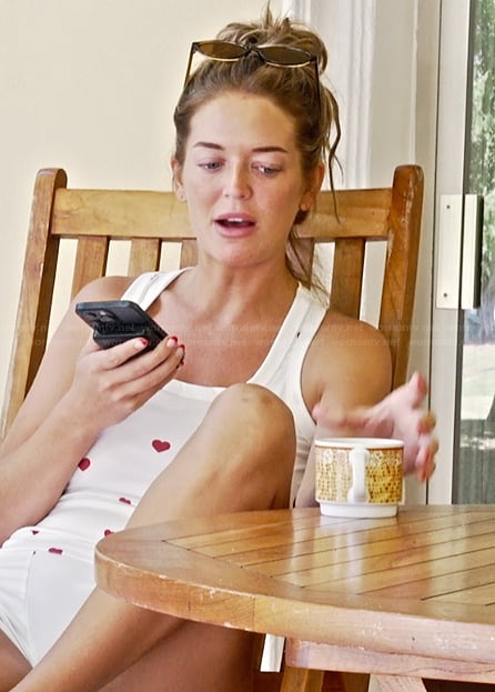 Salley’s white heart print tank on Southern Charm