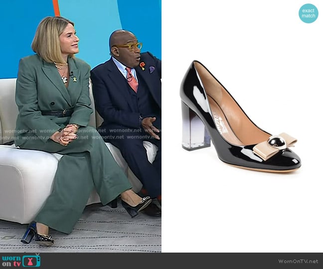 Salvatore Ferragamo Fiammetta Patent Leather Pumps worn by Jenna Bush Hager on Today