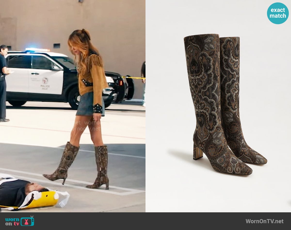 Sam Edelman Sylvia Boots in Olive/Multi Fabric worn by Morgan Gillory (Kaitlin Olson) on High Potential