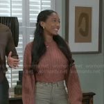 Samantha’s coral cropped sweater on Beyond the Gates