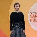 Sandra Huller’s black belted sweater and skirt on Today