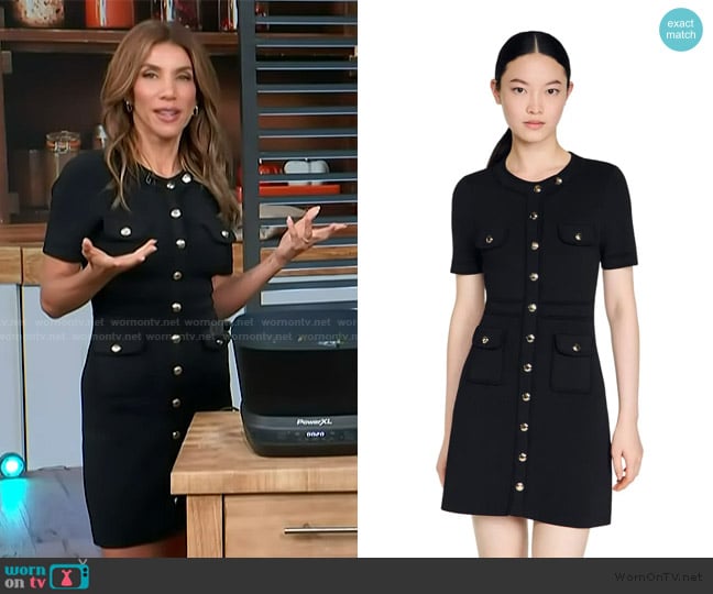 Adrianna Costa’s black button front dress on Access Hollywood