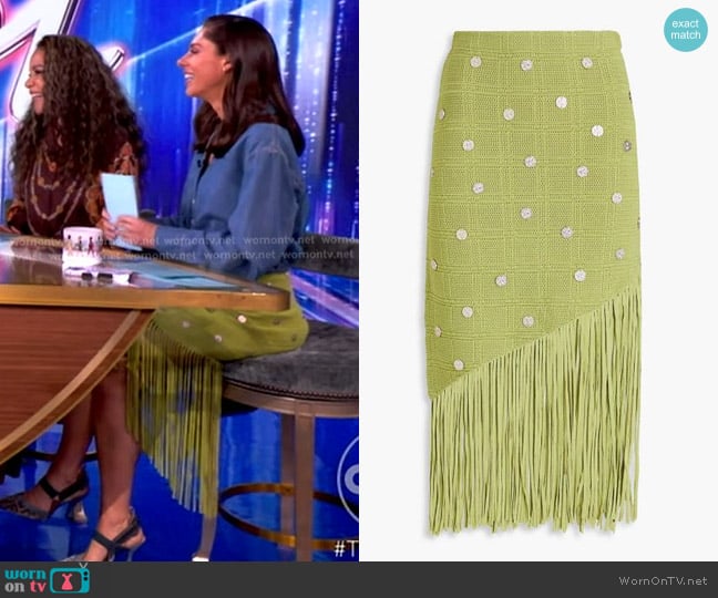 Sandro Fringed Knit Skirt worn by Abby Huntsman on The View