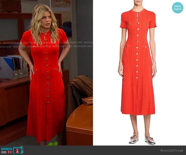 Sandro Milo Midi Dress in poppy worn by Catherina Greene (AnnaLynne McCord) on Days of our Lives