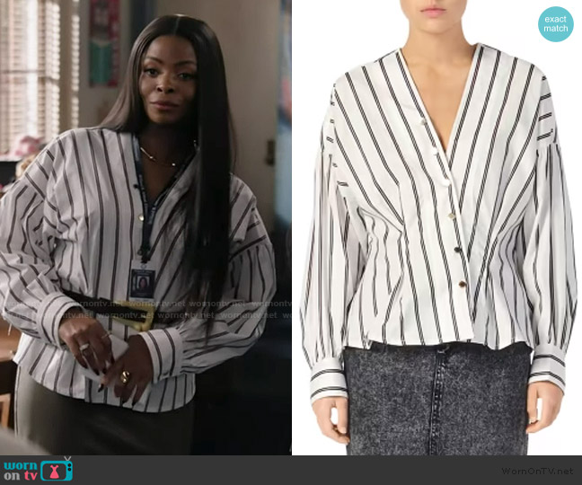 Sandro Naelle Striped Top worn by Ava Coleman (Janelle James) on Abbott Elementary