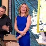 Sara’s blue fringe trim top and skirt on The View