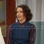 Sarah's navy striped shirt and denim dress on Days of our Lives