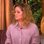 Sara’s pink embellished collar top on The View