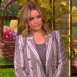Sara’s gray stripe blazer and pants on The View