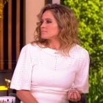 Sara’s white pointelle knit sweater and skirt on The View