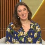 Sarah Gelman’s blue rose print blouse on CBS Mornings