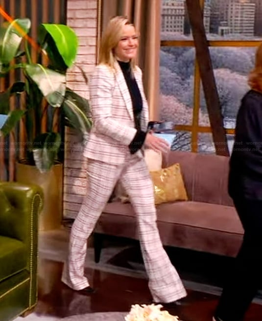 Sara’s white plaid blazer and pants on The View