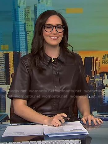 Savannah’s dark brown short sleeve leather dress on NBC News Daily
