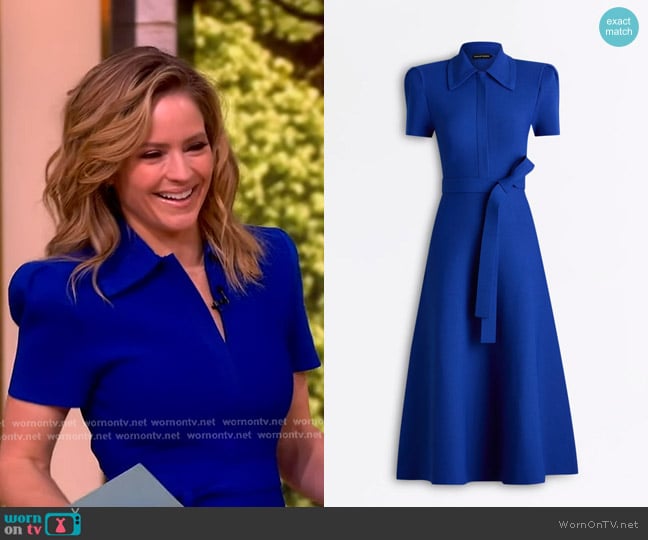 Scanlan Theodore Crepe Knit Gather Sleeve Collar Dress in royal worn by Sara Haines on The View