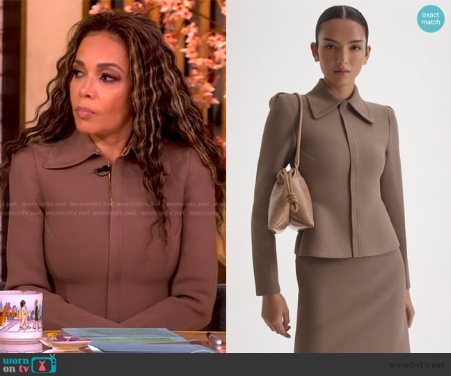 Sunny’s brown puff sleeve jacket on The View