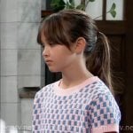Scout’s pink checkerboard knit top on General Hospital