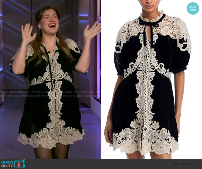 Sea Medina Velvet & Lace Mini Dress worn by Kelly Clarkson on The Kelly Clarkson Show
